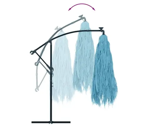 Dārza Saulessargs Ar Tērauda Stabu, Zils, 246X246X230 Cm Vidaxl