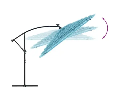 Dārza Saulessargs Ar Tērauda Stabu, Zils, 246X246X230 Cm Vidaxl