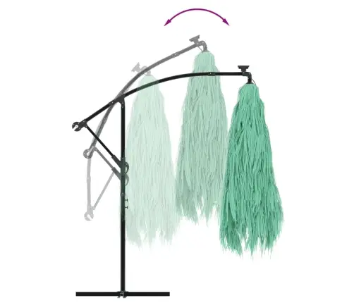 Dārza Saulessargs Ar Tērauda Stabu, Zaļš, 246X246X230 Cm Vidaxl