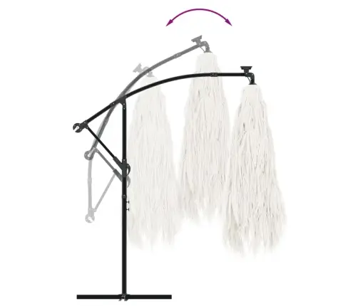 Skėtis Nuo Saulės Su Plieniniu Stulpu, Baltas, 246X246X230Cm Skėtis Nuo Saulės Su Plieniniu Stulpu, Baltas, 246X246X230Cm