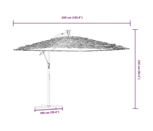 Skėtis Nuo Saulės Su Plieniniu Stulpu, Rudas, 269X269X235Cm