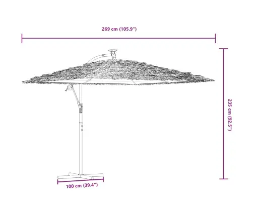 Dārza Saulessargs Ar Tērauda Stabu, Zaļš, 269X269X235 Cm Vidaxl