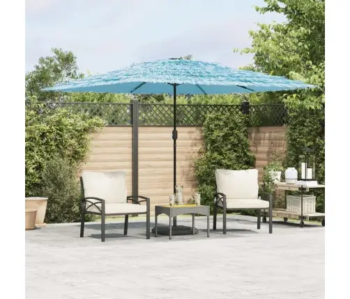 Dārza Saulessargs Ar Tērauda Stabu, Zils, 290X290X238 Cm Vidaxl