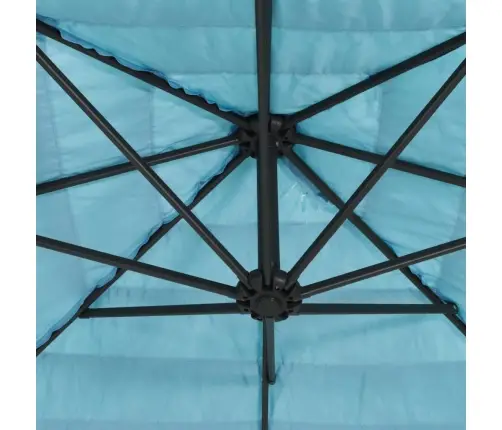 Lauko Skėtis Su Plieniniu Stulpu, Mėlynas, 388X388X248Cm