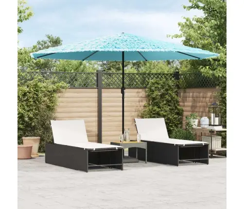 Lauko Skėtis Su Plieniniu Stulpu, Mėlynas, 388X388X248Cm