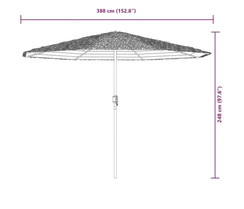 Dārza Saulessargs Ar Tērauda Stabu, 388X388X248 Cm, Zaļi Vidaxl