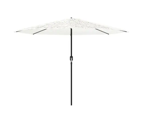 Dārza Saulessargs Ar Tērauda Stabu, Balts, 388X388X248 Cm Vidaxl