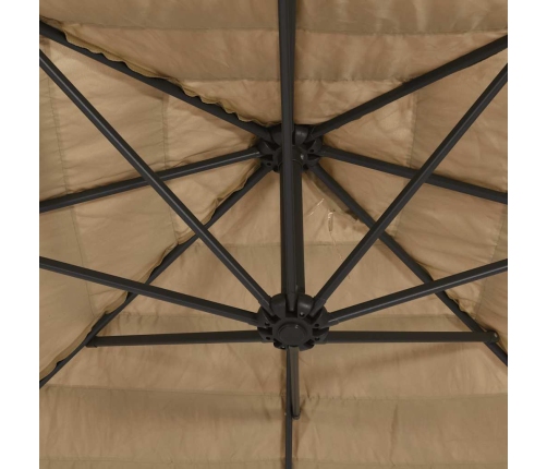 Skėtis Nuo Saulės Su Led/Plieniniu Stulpu, Rudas, 223X223X213Cm