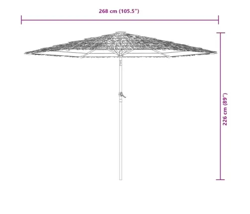 Dārza Saulessargs Ar Led Un Tērauda Stabu, Brūns, 268X268X226Cm Vidaxl