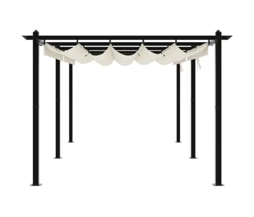 Dārza Nojume Ar Izvelkamu Jumtu, 3X6 M, Krēmkrāsas Vidaxl