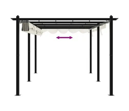 Dārza Nojume Ar Izvelkamu Jumtu, 3X6 M, Krēmkrāsas Vidaxl