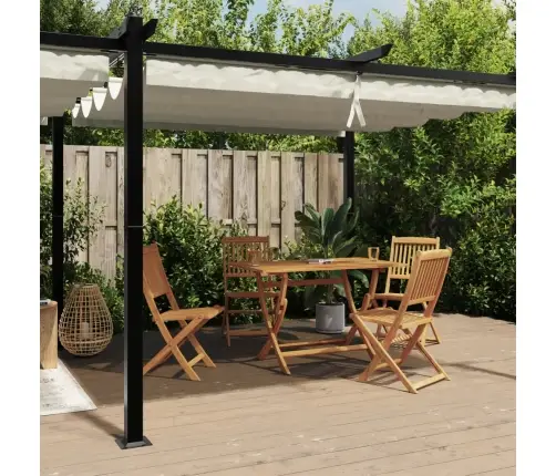 Dārza Nojume Ar Izvelkamu Jumtu, 3X6 M, Krēmkrāsas Vidaxl