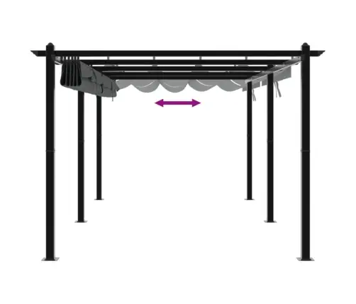 Dārza Nojume Ar Izvelkamu Jumtu 3X6M Antracītpelēks Alumīnijs Vidaxl