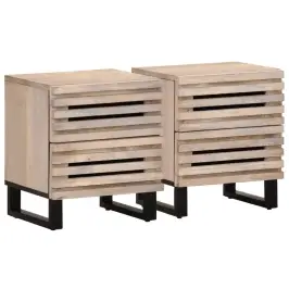 Naktsskapīši, 2 Gab., 40X34X46 Cm, Balināts Mango Masīvkoks Vidaxl