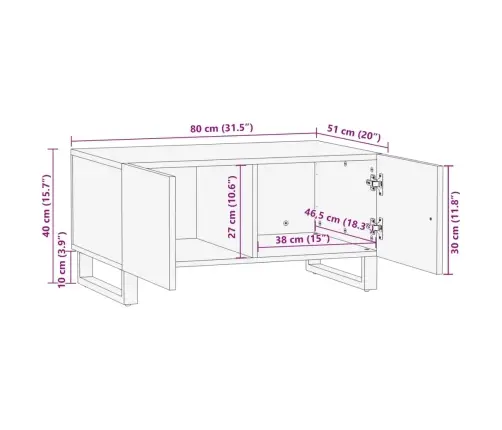 Kohvilaud, Valge, 80 X 51 X 40 cm Mangopuit
