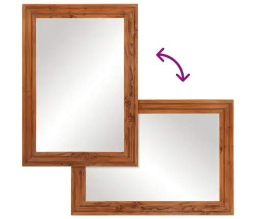 Vannasistabas Spogulis, 50X70 Cm, Akācijas Masīvkoks Un Stikls Vidaxl