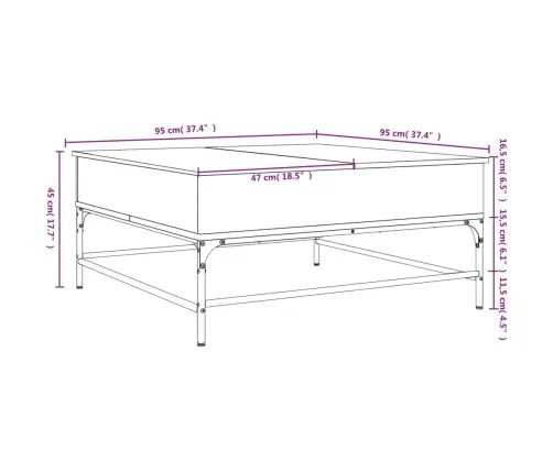 Kohvilaud, Suitsutamm, 95X95X45 cm Tehispuit Ja Metall