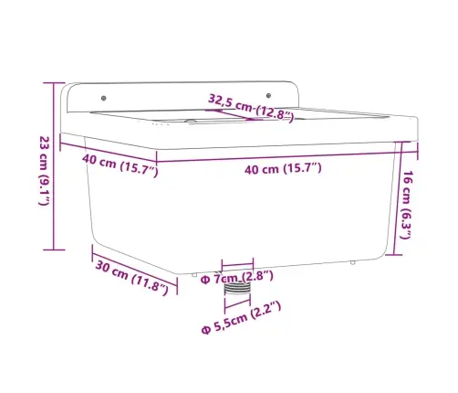 Valamu Seinale Kinnitamiseks, Valge, 40 X 40 X 24 cm Vaik
