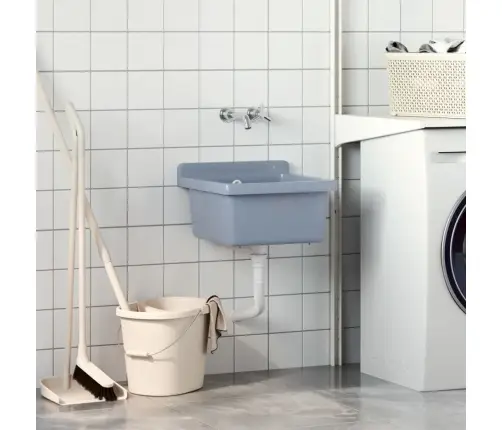 Izlietne, Stiprināma Pie Sienas, Pelēka, 40X40X24 Cm, Sveķi Vidaxl