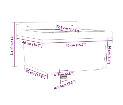 Izlietne, Stiprināma Pie Sienas, Pelēka, 40X40X24 Cm, Sveķi Vidaxl