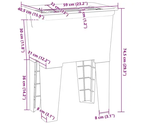 Praustuvas Skalbiniams, Baltos Spalvos, 59X41X75cm Derva