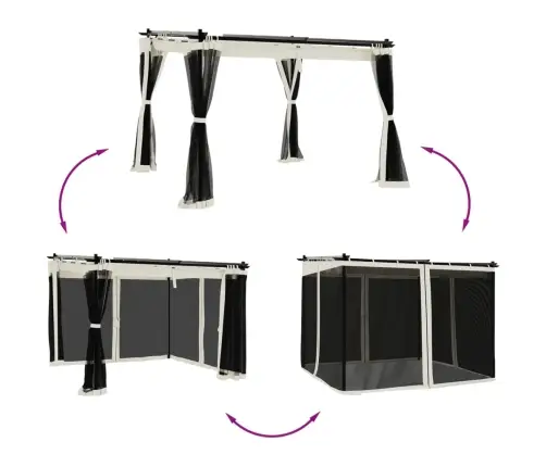 Võrkseintega Paviljon, Kreemjas, 3X3 M, Teras