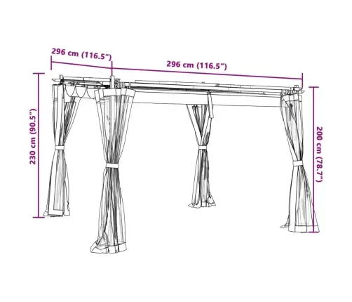 Võrkseintega Paviljon, Kreemjas, 3X3 M, Teras