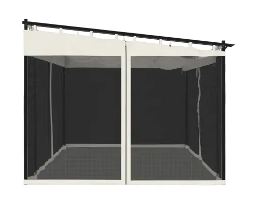 Pavėsinė Su Tinklelio Sienelėmis, Kreminė Spalva, 4X3M, Plieno