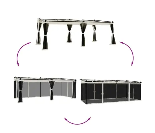 Võrkseintega Paviljon, Kreemjas, 6X3 M, Teras