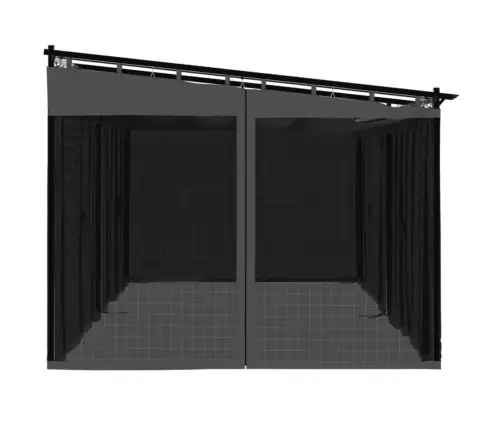 Dārza Nojume Ar Tīkla Sienām, 6X3 M, Tērauds, Antracītpelēka Vidaxl