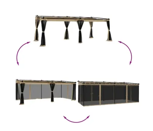 Dārza Nojume Ar Tīkla Sienām, 6X3 M, Tērauds Vidaxl