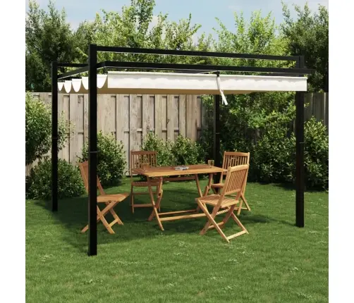 Sodo Pavėsinė Su Ištraukiamu Stogu, Kreminės, 3X3M, Aliuminis