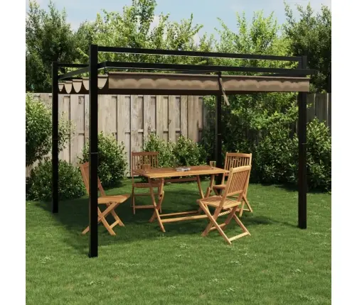 Sodo Pavėsinė Su Ištraukiamu Stogu, Taupe, 3X3M, Aliuminis