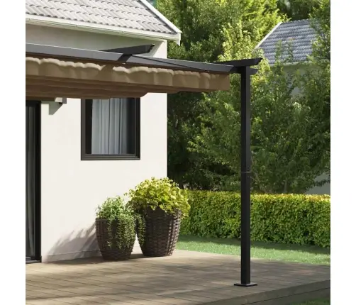 Sienā Piestiprināta Nojume Pelēkbrūna 3 X 3 M Tērauds Vidaxl