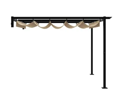 Sienā Piestiprināta Nojume Pelēkbrūna 3 X 3 M Tērauds Vidaxl