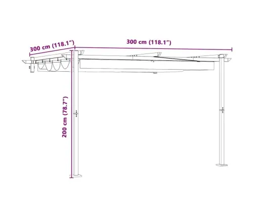 Sienā Piestiprināta Nojume Pelēkbrūna 3 X 3 M Tērauds Vidaxl
