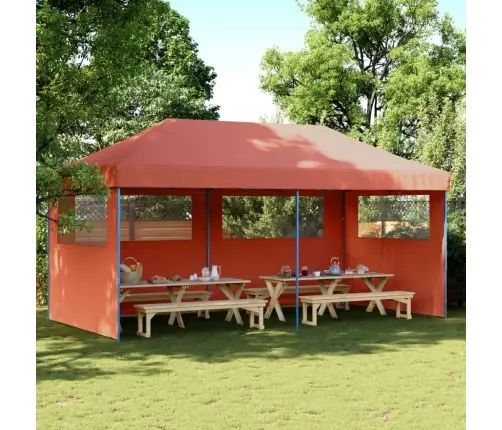 Saliekama Svinību Nojume, 3 Sānu Sienas, Sarkanbrūna Vidaxl