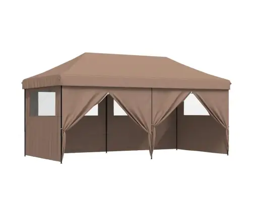 Išskleidžiama Proginė Palapinė Su 4 Šoninėmis Sienomis, Ruda