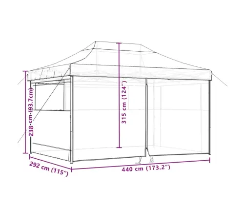Saliekama Svinību Nojume, 4 Sānu Sienas, Oranža Vidaxl