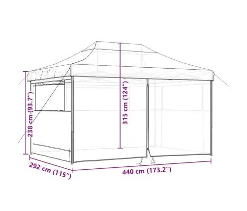 Kokkupandav Pop-Up Peotelk 4 Külgseinaga, Must