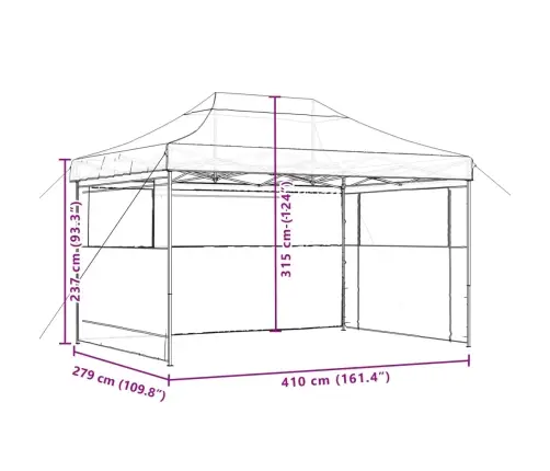 Saliekama Svinību Nojume, 3 Sānu Sienas, Oranža Vidaxl