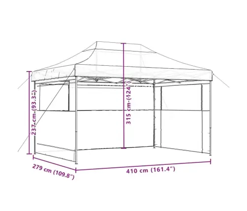 Saliekama Svinību Nojume, 3 Sānu Sienas, Pelēkbrūna Vidaxl