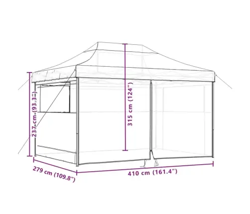 Kokkupandav Pop-Up Peotelk 4 Külgseinaga, Must