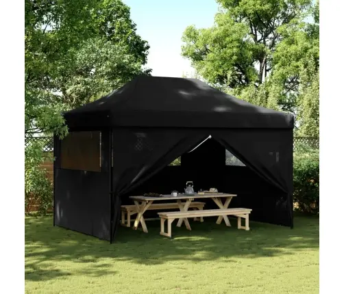 Kokkupandav Pop-Up Peotelk 4 Külgseinaga, Must