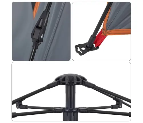 Kempinga Telts 4 Personām, Kupola Forma, Pelēka, Oranža Vidaxl