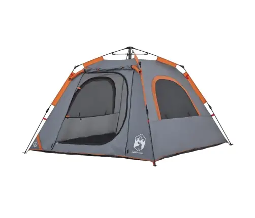 Kempinga Telts 4 Personām, Kupola Forma, Pelēka, Oranža Vidaxl