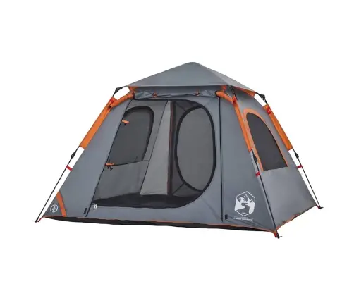 Kempinga Telts 4 Personām, Kupola Forma, Pelēka, Oranža Vidaxl