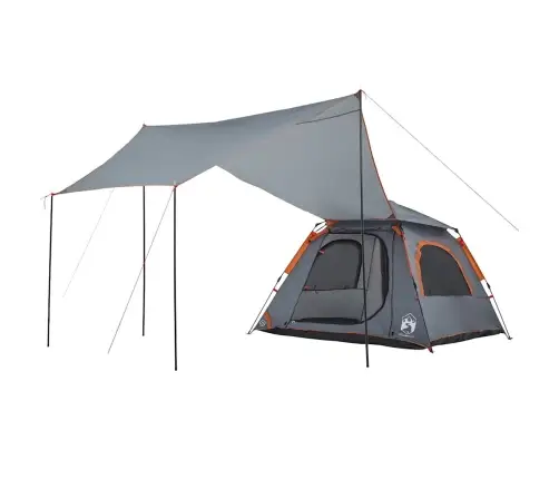 Kempinga Telts 4 Personām, Kupola Forma, Pelēka, Oranža Vidaxl