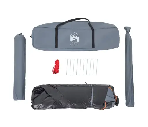 Kempinga Telts 4 Personām, Kupola Forma, Pelēka, Oranža Vidaxl