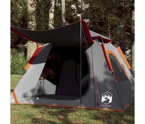 Kempinga Telts 4 Personām, Kupola Forma, Pelēka, Oranža Vidaxl